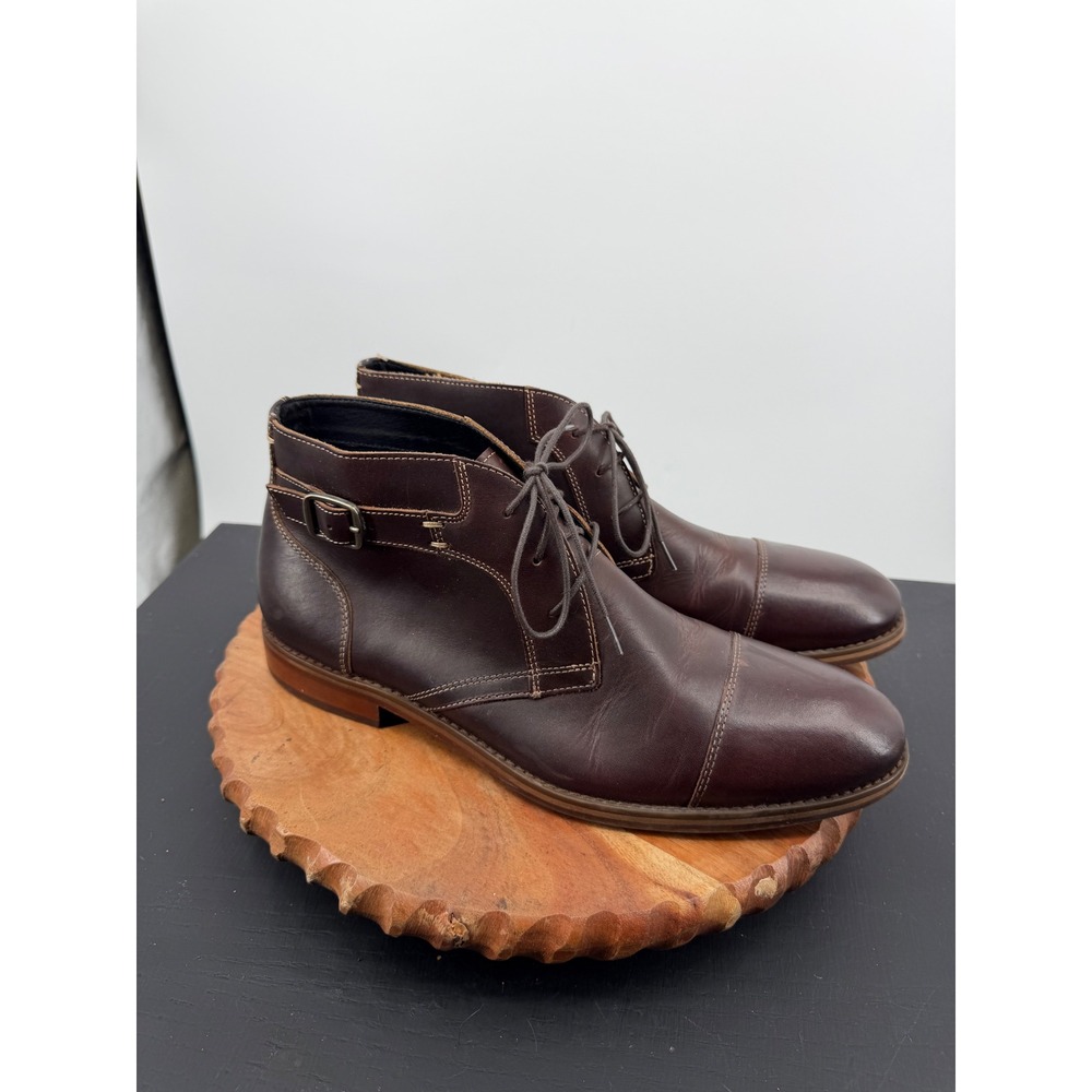 Johnston & Murphy 59-2214 Chukka Boot Men 11M Brown Leather Cap Toe Buckle